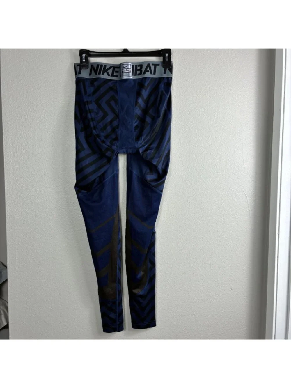 Nike Pro Combat Compression Leggings Men’s Geometric Blue Sz Large Gym Workout